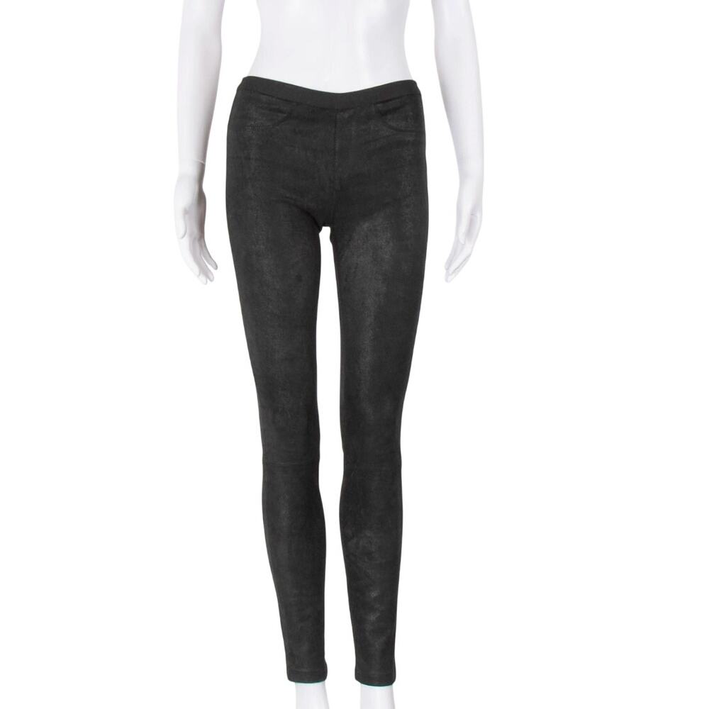 Helmut Lang Leather Leggings 12 Black Lambskin Leather Pants Moto Designer
